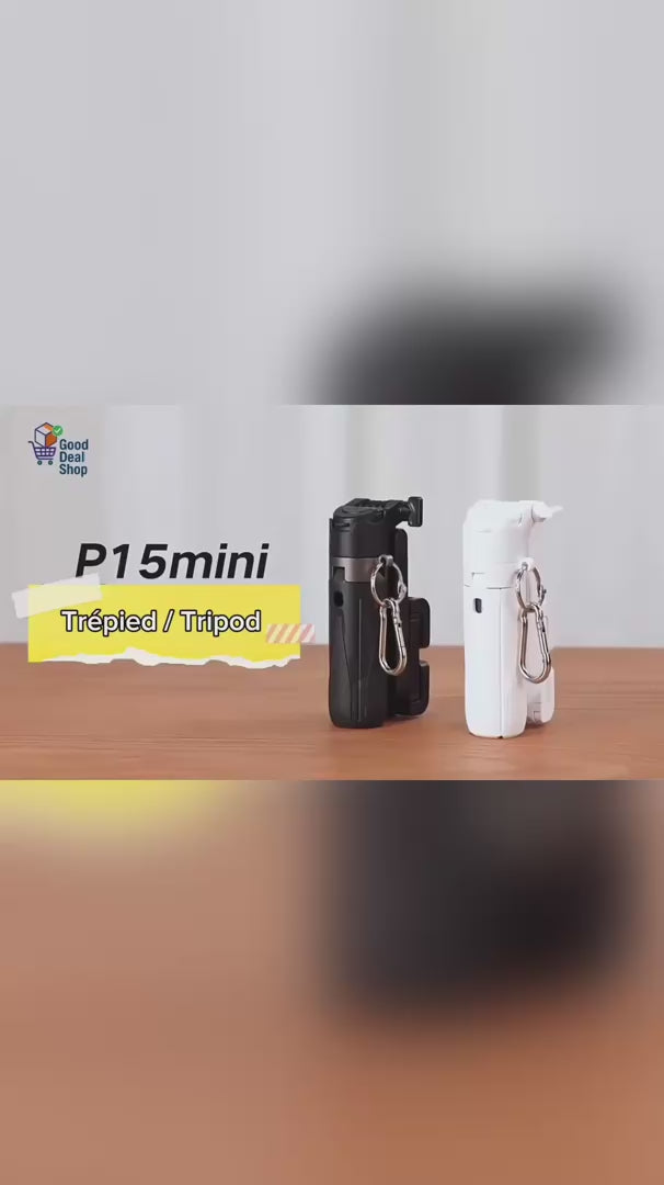 Perche à selfie pour téléphone portable P15, mini artefact portable pour selfie, trépied de sol trois en un, stabilisateur portable pour téléphone portable